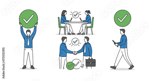 Businessmen successfully complete negotiations and sign important agreements with positive outcomes and verified solutions