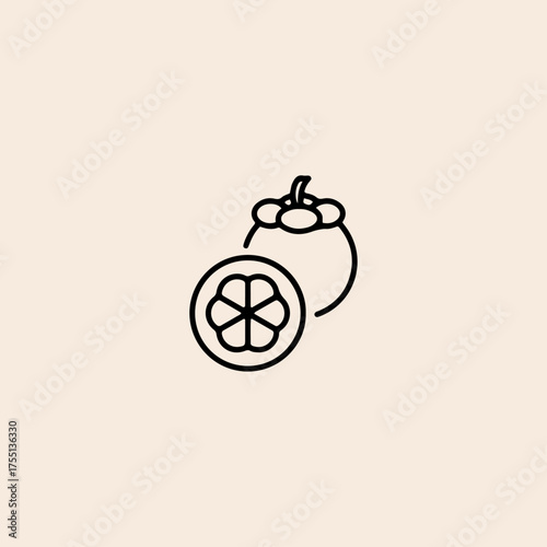 Mangosteen fruit icon flat vector design.