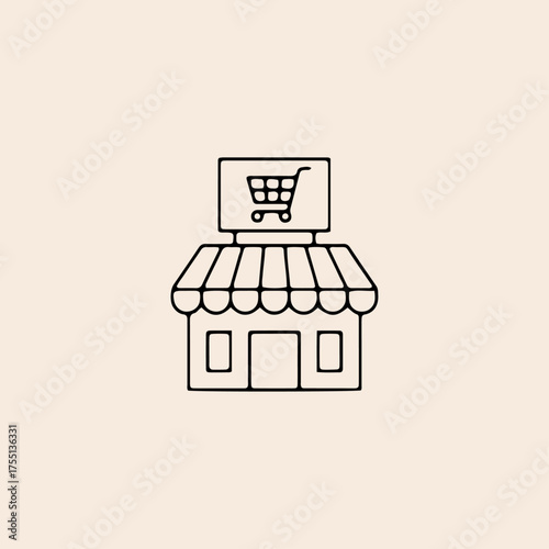 Market, shop icon flat vector design.