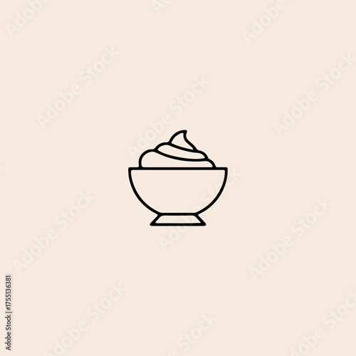 Sour cream bowl icon flat vector design. 