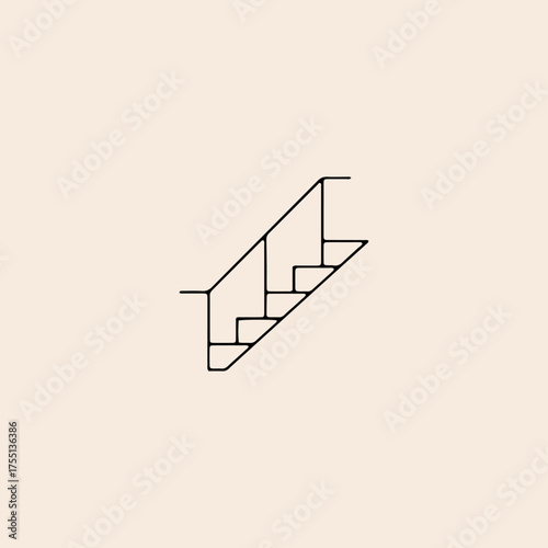 Stairs with handrail icon flat vector design.