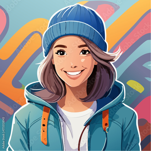 Teenager vor Graffiti-Wand
