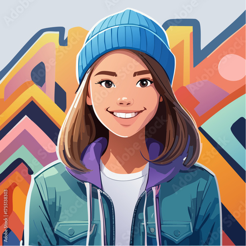 Teenager vor Graffiti-Wand