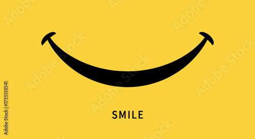The Universal Language of Happiness Expressed Through a Simple Smiling Mouth Symbol on a Bright Yellow Background