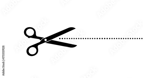 Scissors Cutting Dotted Line Illustration Representing Separation or Division in Various Applications
