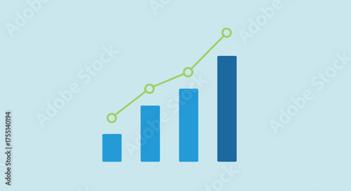 Visual Representation of Upward Trend and Growth Metrics with Data Analysis and Financial Performance Indicators