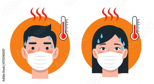 Understanding Fever Symptoms and Monitoring Body Temperature During Illness and High Temperatures a Medical Illustration Showing People Feeling Sick