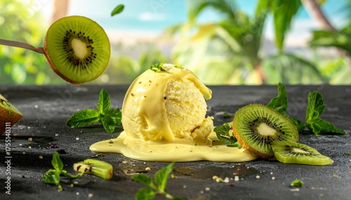Kiwi ice cream scoop