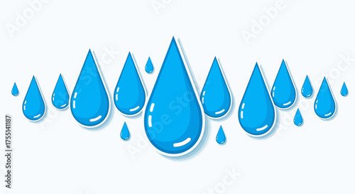 Many Falling Blue Water Drops Representing Rain Or Liquid Forms In A Fluid Motion Background