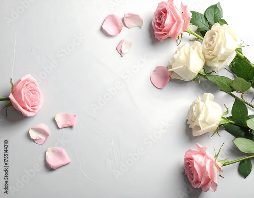 Elegant Roses on White Background - A Floral Still Life.
