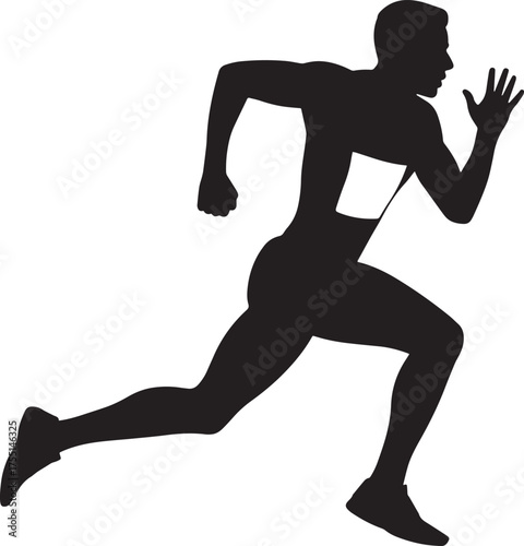 Dynamic Sprinter Running Silhouette for Athletic and Sports Concepts