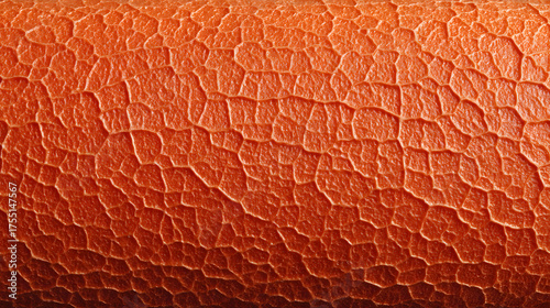 Close view of an orange surface displaying intricate textures and patterns that create visual interest and depth