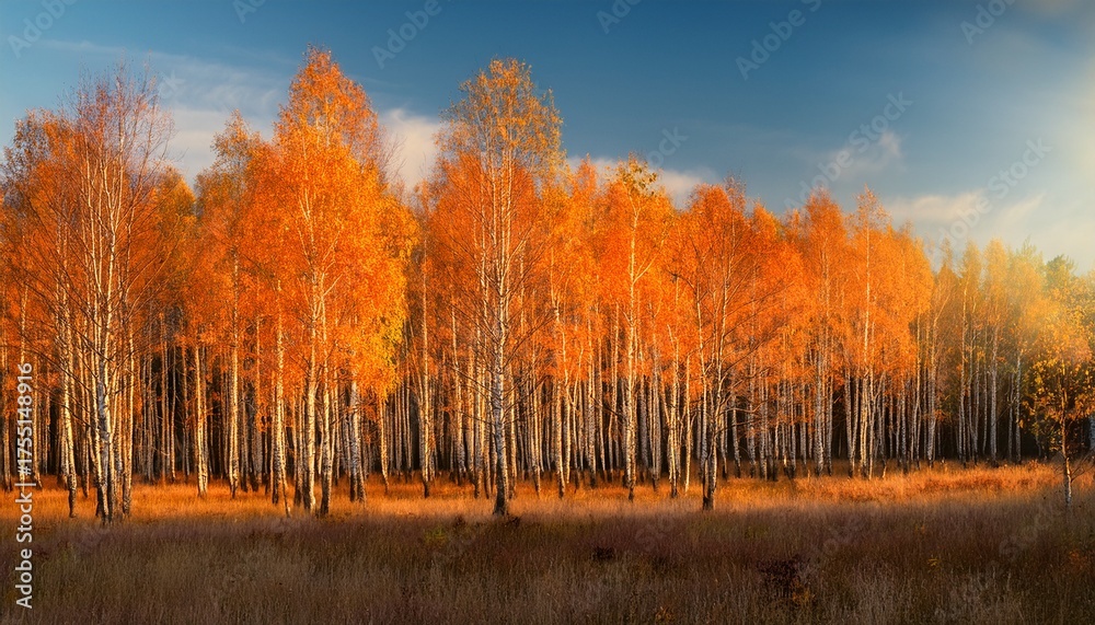 Fototapeta premium Orange Birch Grove