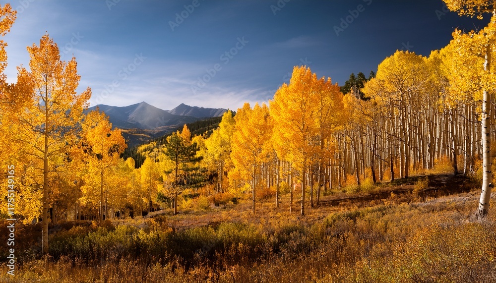 Fototapeta premium Yellow Aspen Trees In Aspen Colorado During Autumn Season