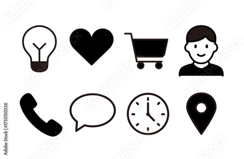 ネットショップやビジネスサイト向けのミニマルなベクターアイコン集