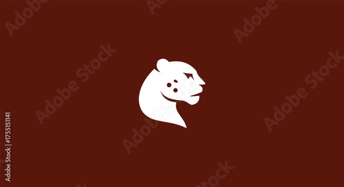 Clean and modern white silhouette of a powerful leopard head in profile. This minimalist wildlife vector icon is ideal for a company logo or emblem