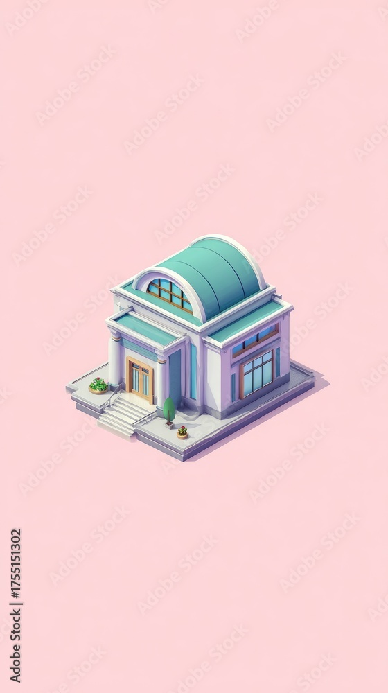 Fototapeta premium Elegant Architectural Building with Green Roof and Stylish Design.