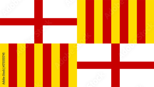 Photography Flag of Barcelona, 16:9 Format, Barcelona Flag, Vector Images