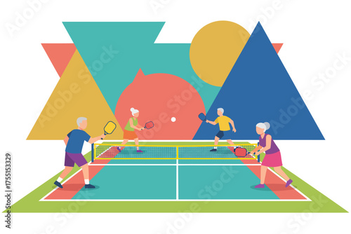 Seniors enjoying a vibrant pickleball game promoting active lifestyles and community