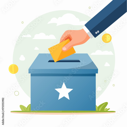 Illustration vectorielle minimaliste d’une main votant