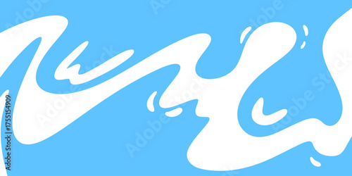 Modern poster with fresh milk splashes on a clean background. Flat minimalistic vector style design for dairy product advertising, packaging, and branding promotion.