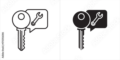 Set of two play button icons, one outline and one filled