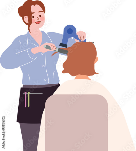 Flat illustration of Hairdresser Styling Client's Hair