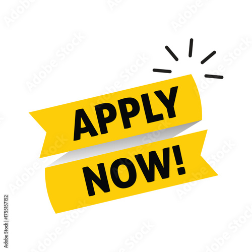 yellow shape Apply Now Banner Sign Vector Illustration