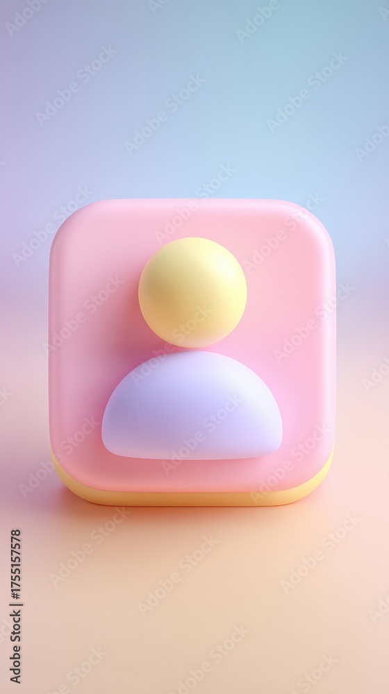 Obraz premium Minimalist 3D Icon of a Person, Simple and Modern Design.