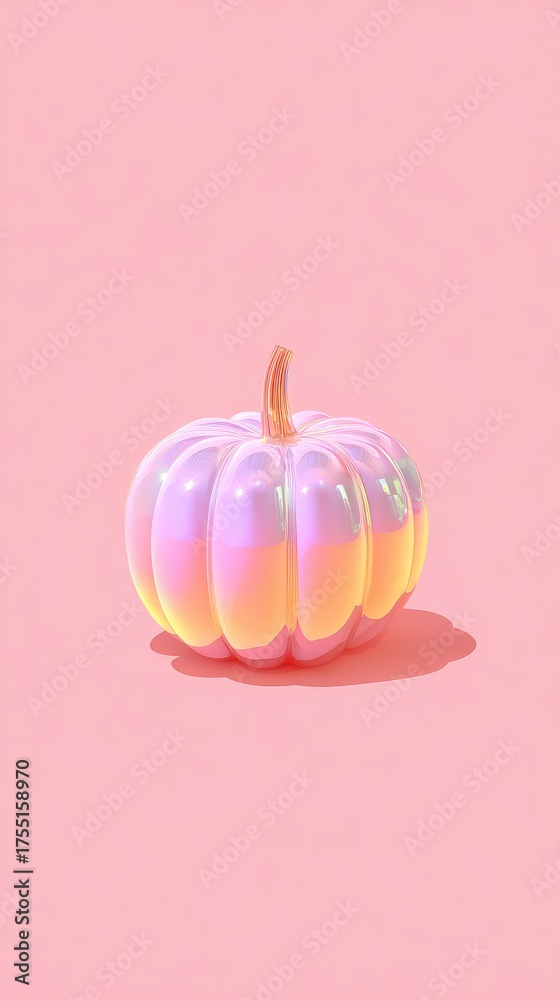 Obraz premium Pastel Pumpkin on Pink Background - A Whimsical Autumnal Delight.