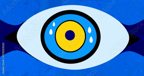 Abstract Sad Face Emoji Pupil in Stylized Eye