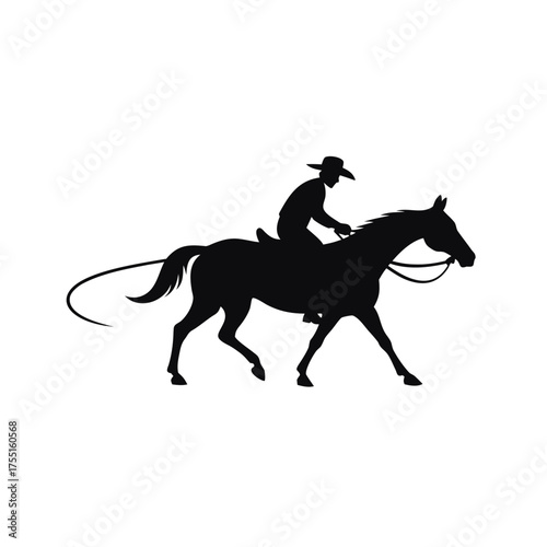 Cowboy galloping horse silhouette, minimalist wild west vector