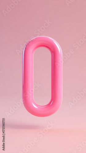 Pink glossy number zero against a pink background.