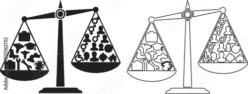 Scales of justice balancing work and diversity equity inclusion and accessibility in the workplace for a fair and equitable society