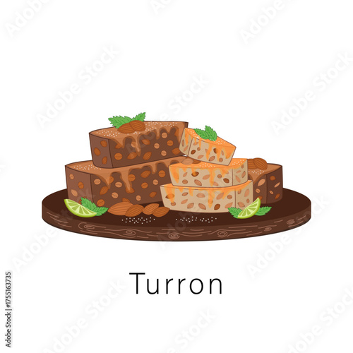 Turron dessert Spanish traditional sweets vector illustration