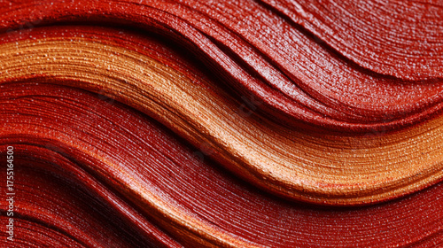 Flowing Oil Paint Brush Strokes with Deep Red Orange Burnt Sienna Wave Pattern Texture