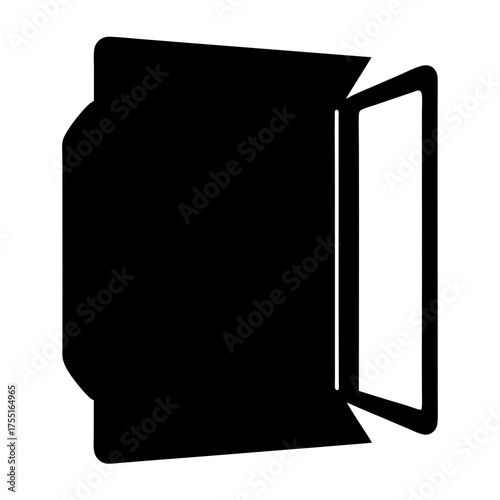 Minimalist Illustration of an Open Doorway Symbolizing Opportunity and Transformation, Rendered in Black and White
