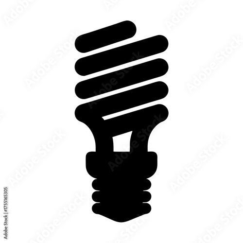 Black and white vector illustration of a compact fluorescent lamp design