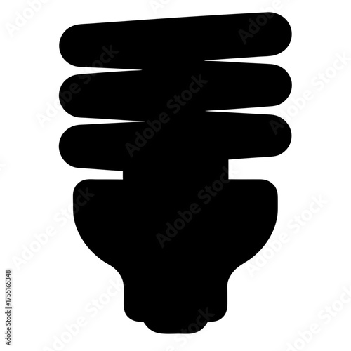 Black and white compact fluorescent lamp bulb design illustration rendering