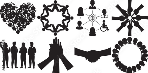Diverse community collaboration hands people and teamwork in a connected network symbolizing unity support and global partnership for a better future