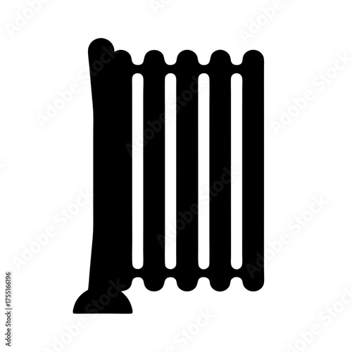 Black and white silhouette of an oldfashioned radiator used for heating