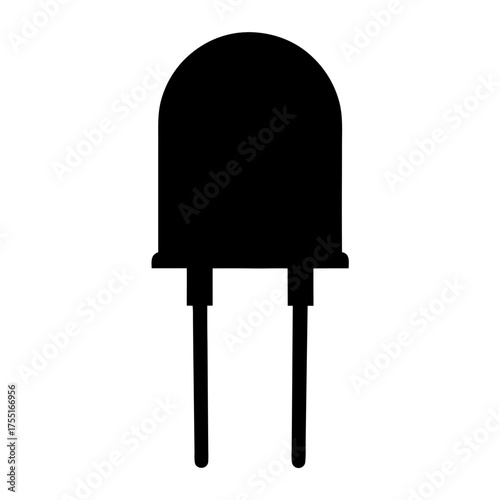 Black silhouette of a throughhole component, likely an electronic capacitor