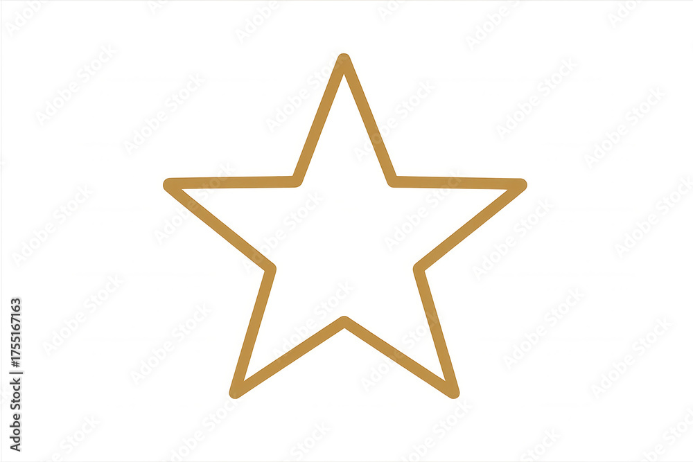 Obraz premium Gold five-pointed star outline symbol on transparent background representing quality and success