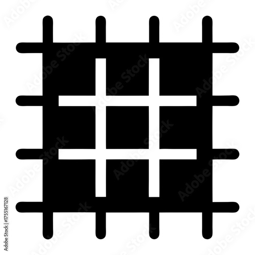 Black and white grid with rounded edges representing structure and confinement