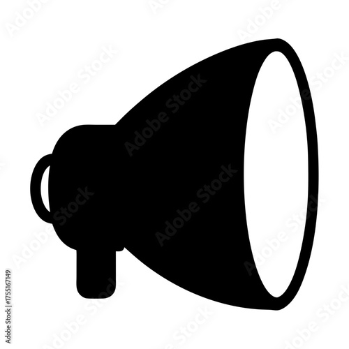 Black silhouette of a megaphone or bullhorn symbol for loud communication