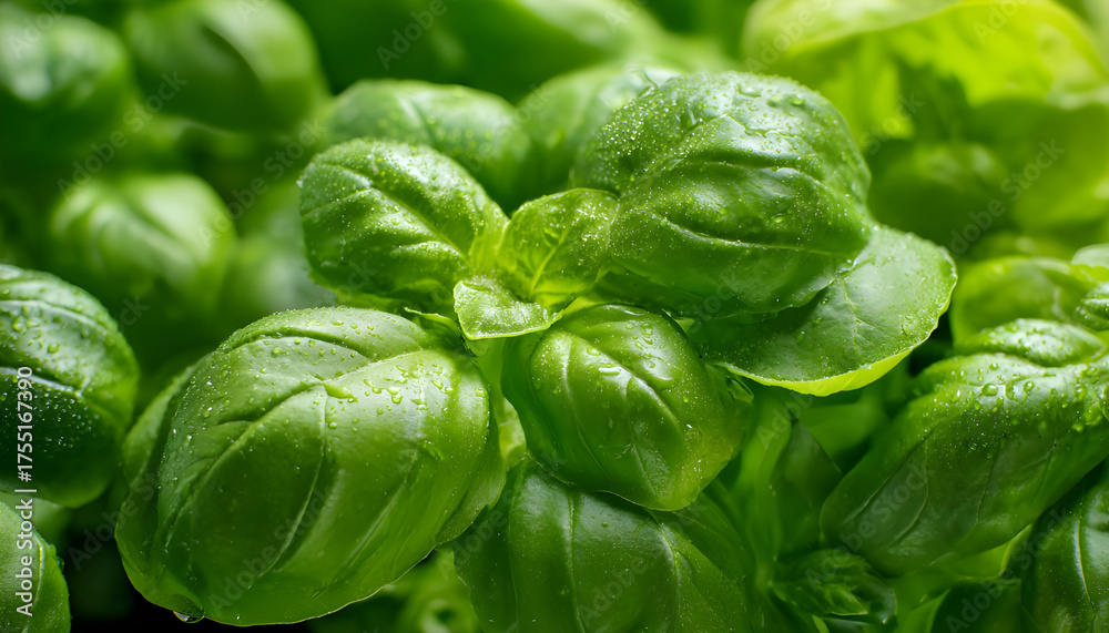 Obraz premium Fresh tasty basil greens leaf