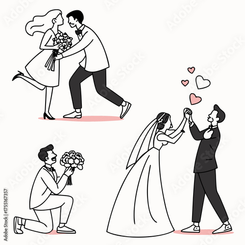 minimalist line art couple exchanging rings we.svg