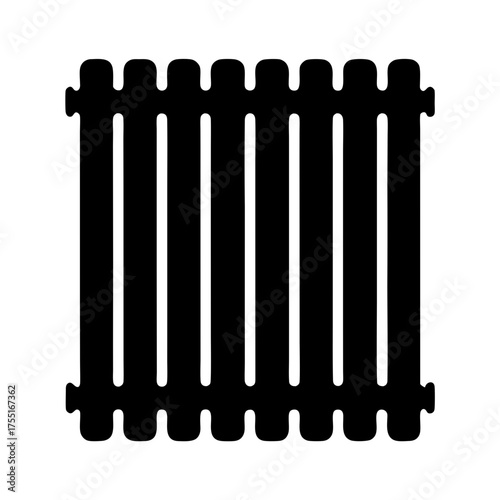 Black silhouette of a vintage cast iron radiator used for heating buildings