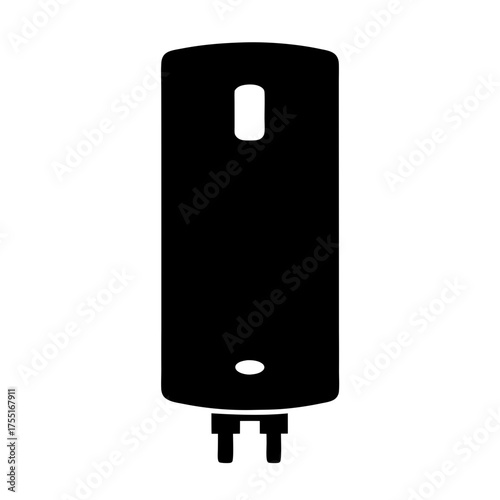 A simplified graphic of a black water heater with white features