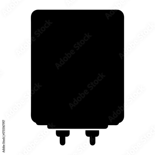 A simple black and white icon of a water heater tank object